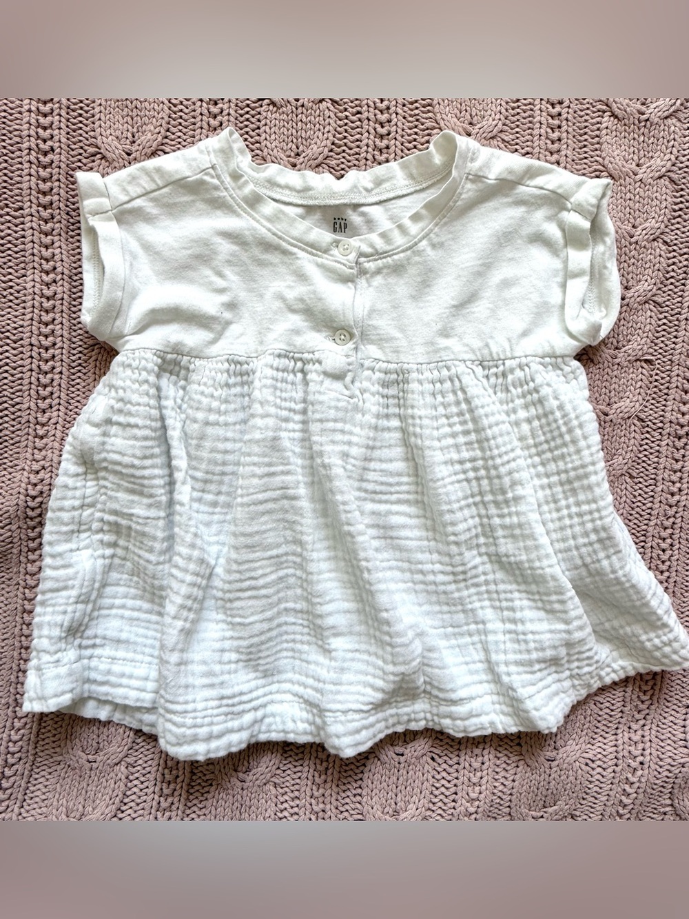 Baby Gap White Textured Peplum Top | Toddler Girls Size 3T